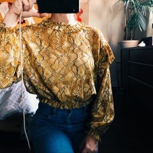 Mustard Yellow Zara Ruffle Lace blouse